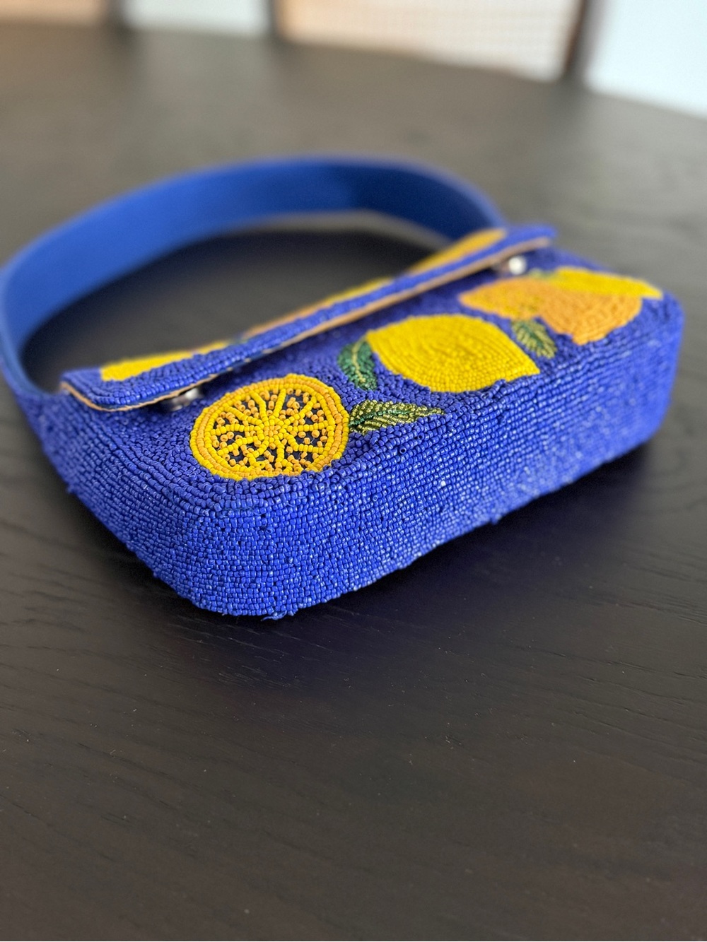 Beaded Lemon Shoulder Bag - Blue & Yellow - Picture 7 of 8